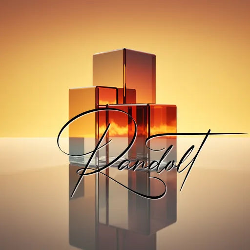 Abstract digital art featuring a 3D composition of translucent amber and orange cubes with black cursive text overlaid in the foreground. The background is a gradient of warm tones from yellow to orange.