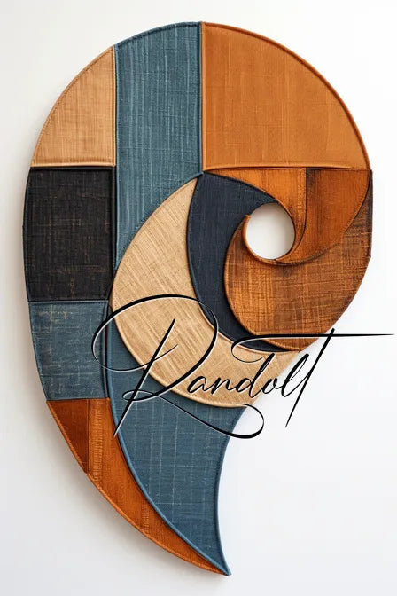 Artistic design resembling a stylized, colorful sound wave with geometric shapes in shades of blue, orange, and beige. The name 'Randolt' is written in elegant script over the design.