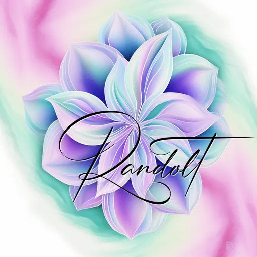 Pastel-colored abstract flower with soft pink, blue, and green hues, overlaid with stylish script text.