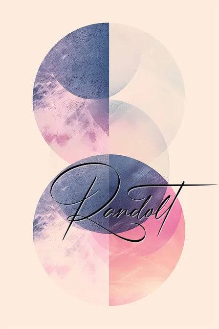 Abstract design with overlapping circles in pink, blue, and white, featuring cursive text "Randolt" overlaid.