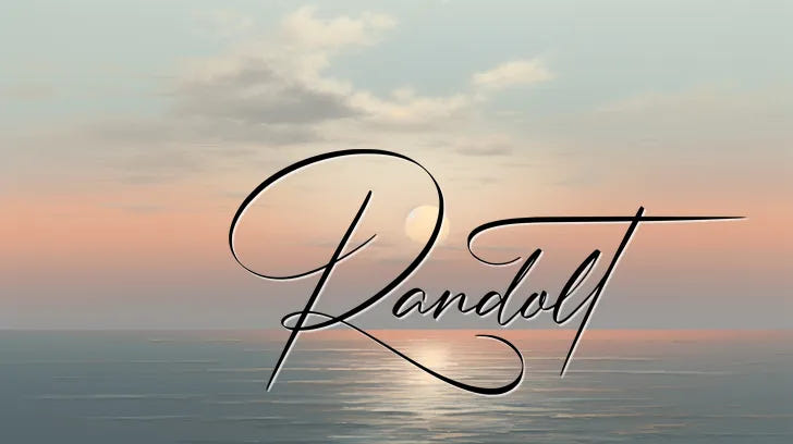 Serene ocean sunrise with the name 'Randolt' in elegant script across the image.