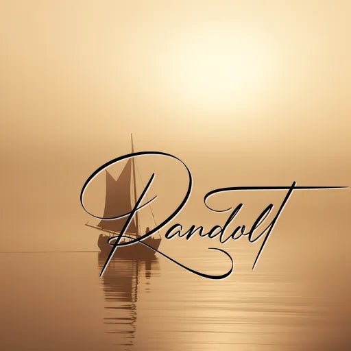 Sailboat on a calm sea at sunset with 'Randolt' text overlay.