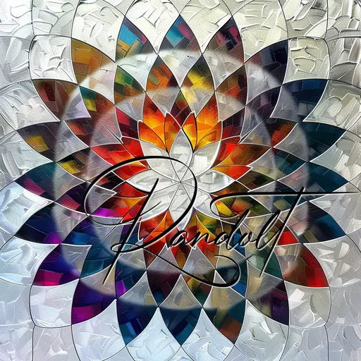 Colorful stained glass design with a flower pattern and the word "PandaVtt" overlaid.