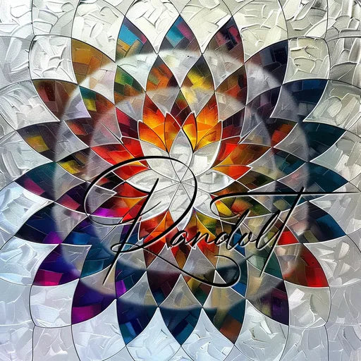 Colorful stained glass design with a flower pattern and the word "PandaVtt" overlaid.