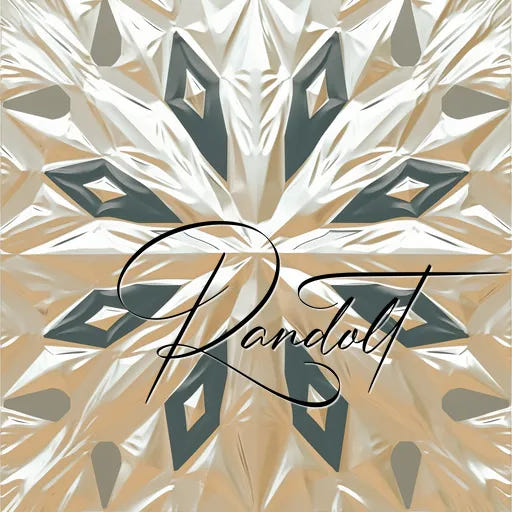 Abstract geometric pattern in metallic tones with the stylized word 'Randolt' across the center.