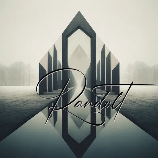 Geometric structure with a mirrored reflection and the word 'Randolt' in elegant script.