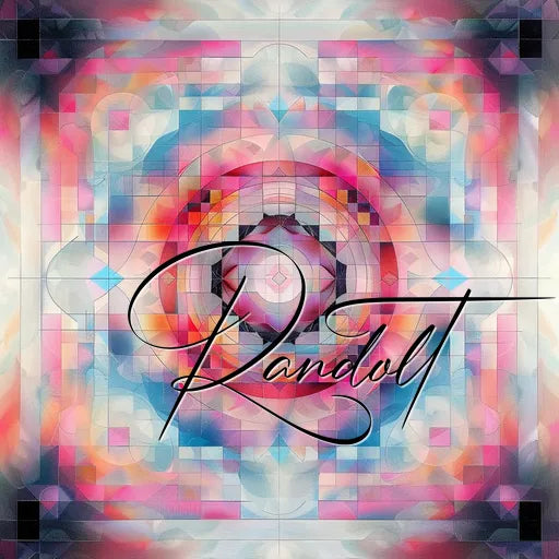 Abstract geometric design with vibrant colors, featuring the cursive text 'Randolt' overlaid on the image.