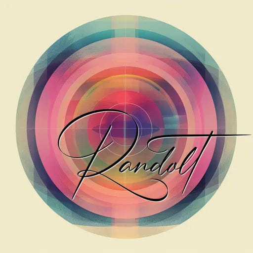 Colorful concentric circles background with elegant cursive text in the center.