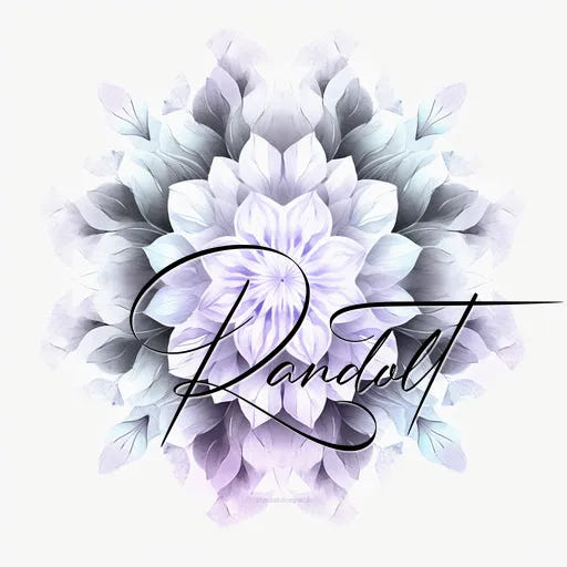 Elegant floral design with a blend of pastel colors and the word 'Randolt' written in a cursive font.