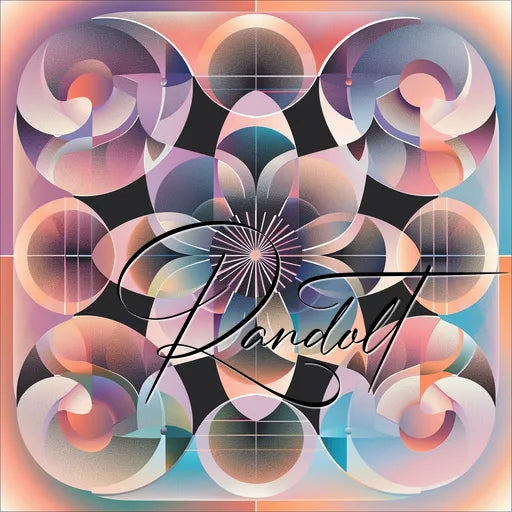 Abstract geometric design with circular shapes in pastel colors and the word 'Kandol' in stylized font.