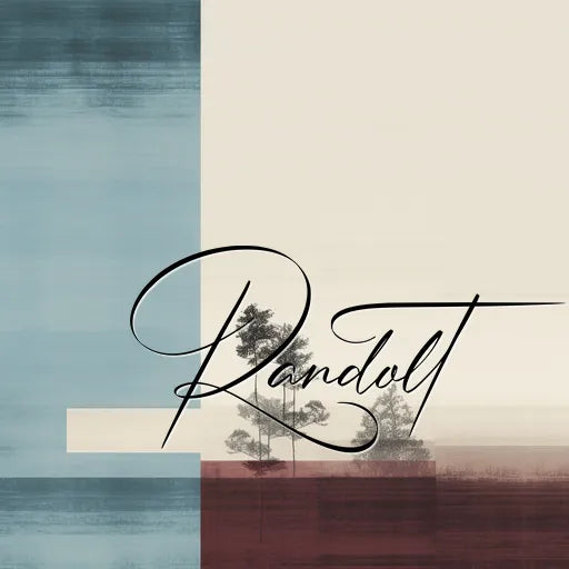 Abstract landscape with blue sky, trees, and the word 'Randolt' in cursive.