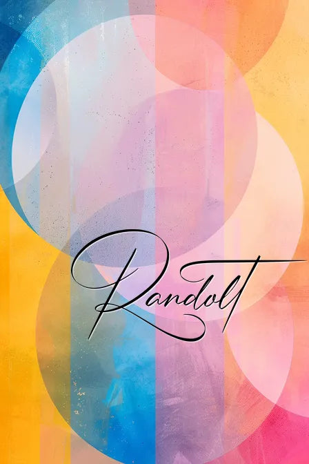 Abstract design with overlapping colorful circles and a cursive 'Randolt' text in the center.