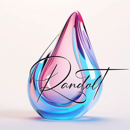 Glass teardrop in pastel pink and blue hues with cursive text overlay.